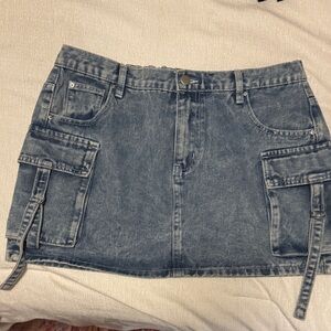 Orange Kids Denim Cargo Mini Skirt